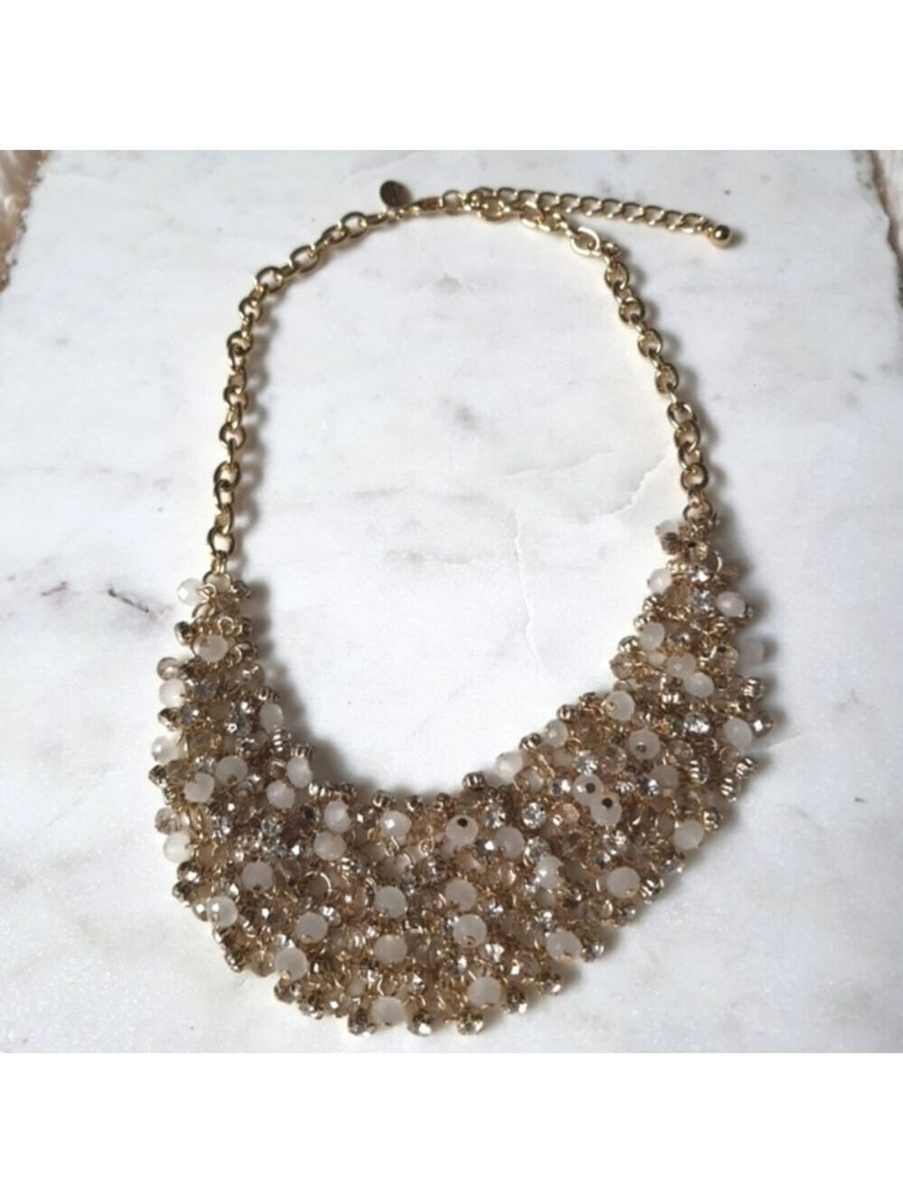 Womens Statement Collar/Bib Necklace Goldtone Dress Up/Down Casual Layered